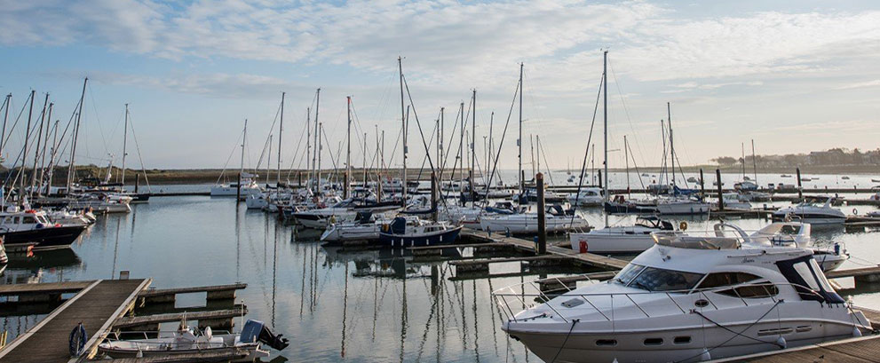 Boats in the hoist at Malahide Marina