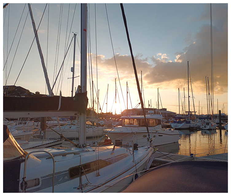 Boats in the hoist at Malahide Marina