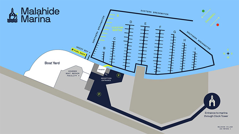 Map of Berths in Malahide Marina